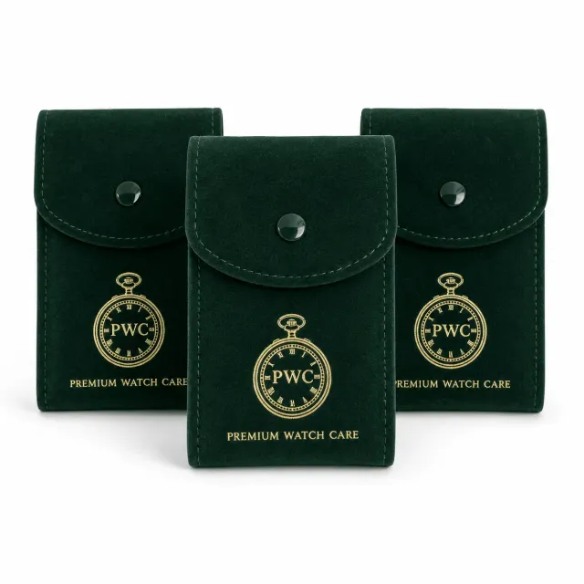 Premium Watch Care 3-Pack Suède PWC Horloge Reisetui Watch Pouch Groen